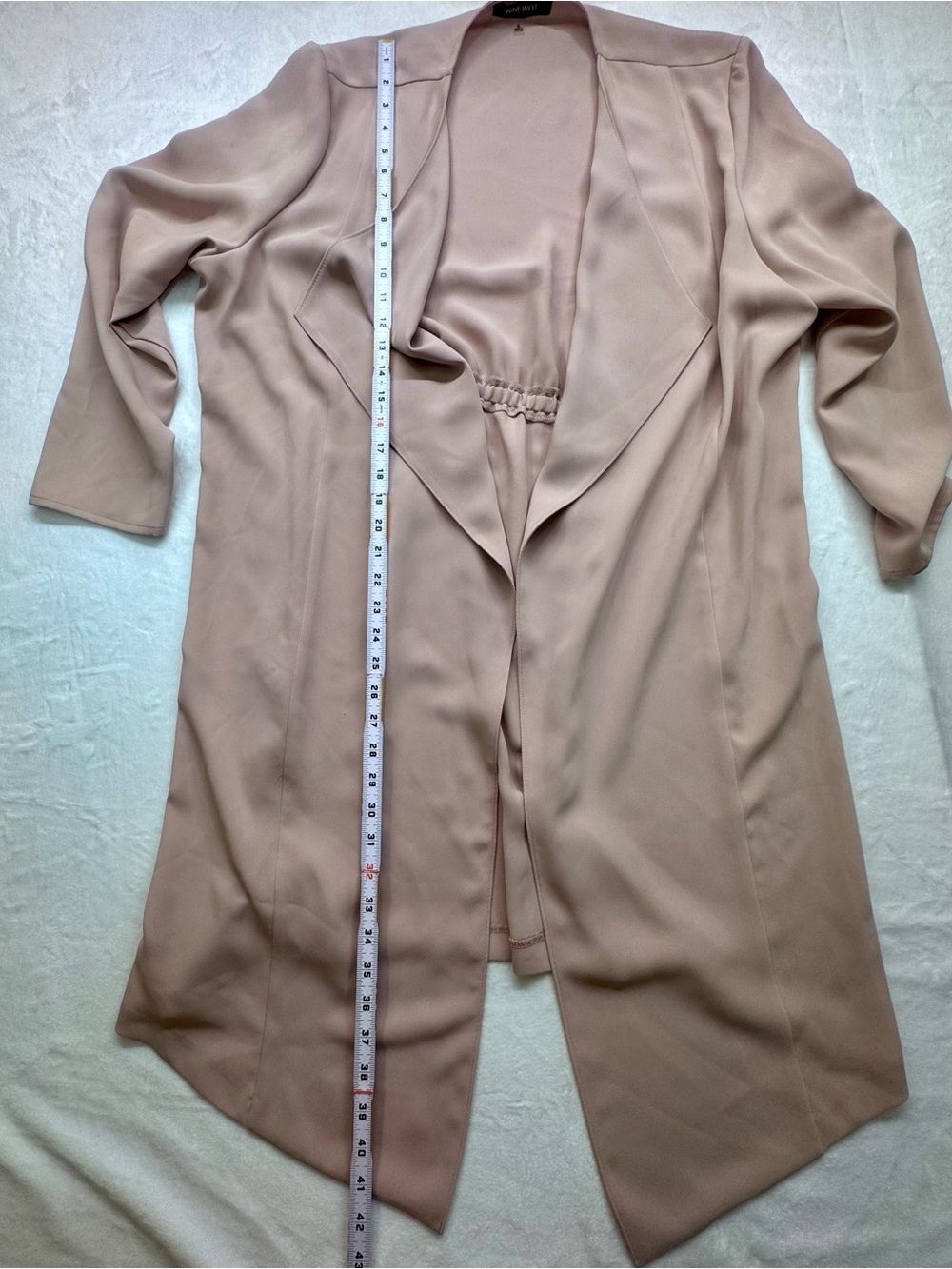 Nine West Soft Crepe Duster Jacket Blush Pink Open Front Drape Trench Size XL - Picture 4 of 12
